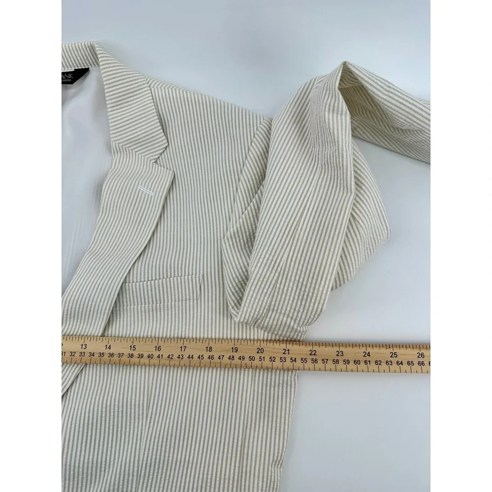 Jos. A. Bank Stays Cool Mens Suit 41L 35W Tan Seersucker Cotton Tailored Fit